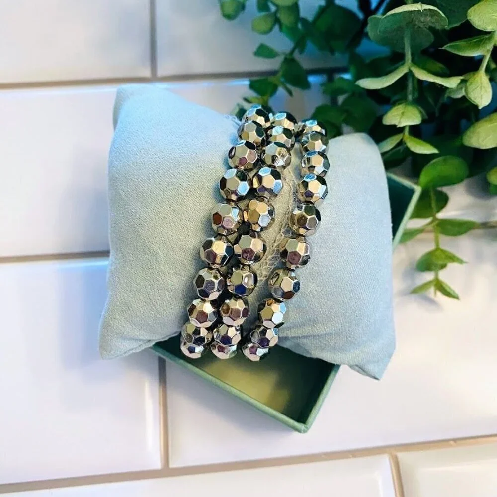 Dogwood Floral Stretch Siilver Statement Bracelet
